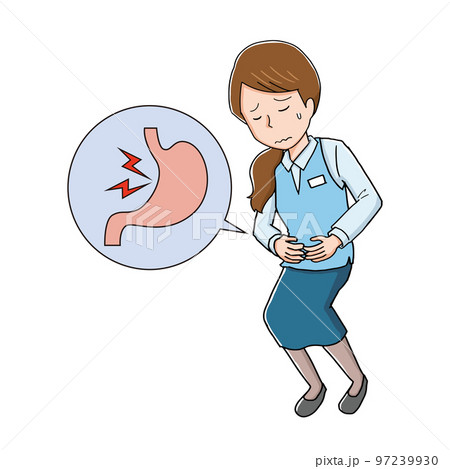 胃に痛みを感じる女性 97239930
