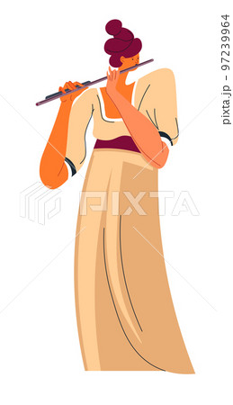 Flutist playing flute, performer or part of band Flutist playing flute, performer or part of band 97239964