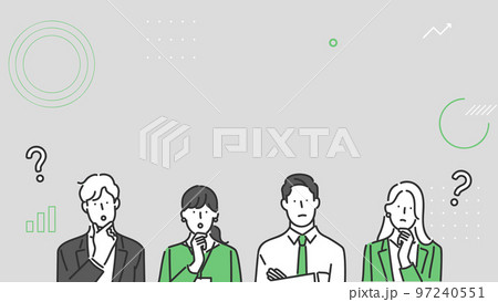 考えるポーズをとるビジネスパーソンのバナー素材 97240551