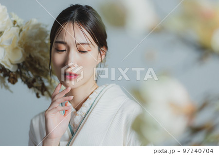 白無垢 白掛下 水色の伊達襟 白無垢 白掛下 水色の伊達襟 97240704