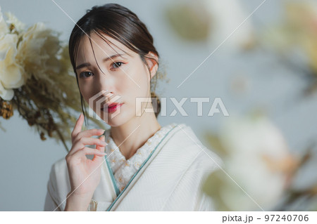 白無垢 白掛下 水色の伊達襟 白無垢 白掛下 水色の伊達襟 97240706