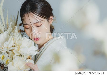 白無垢　白掛下　水色の伊達襟 97240721