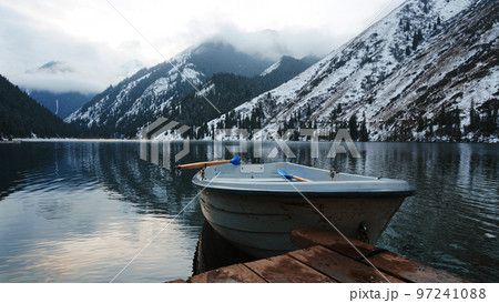 Mountain lake in the forest with mirror water 97241088