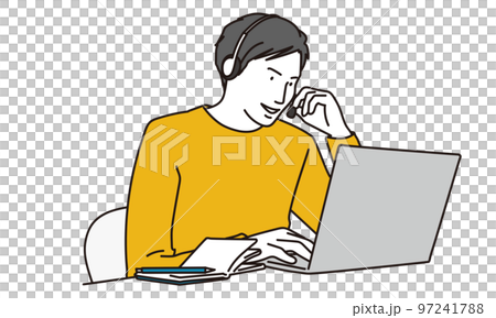 自宅でリモート会議をするビジネスマン 97241788