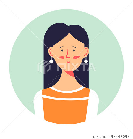 Brunette female character portrait, profile of stylish woman 97242098