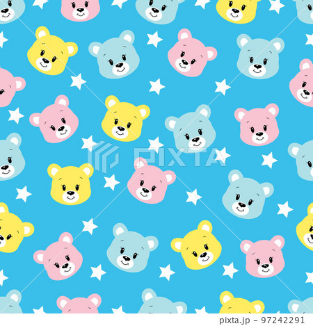 Cute cartoon bear. Vector illustration. Seamless pattern. Cute cartoon bear. Vector illustration. Seamless pattern. 97242291