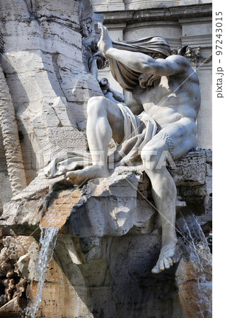 Public fountain statue in Piazza Navona, Rome Public fountain statue in Piazza Navona, Rome 97243015