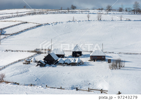 Winter mountain village landscape 97243279