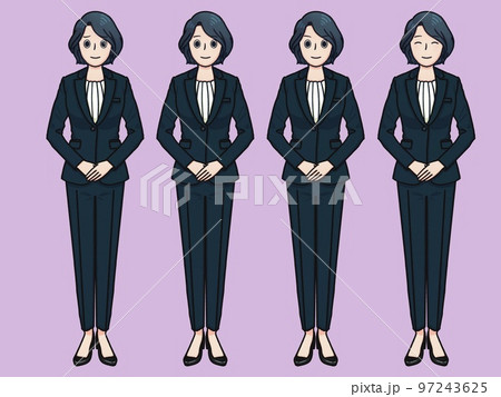 パンツスーツの女性 紫 パンツスーツの女性 紫 97243625