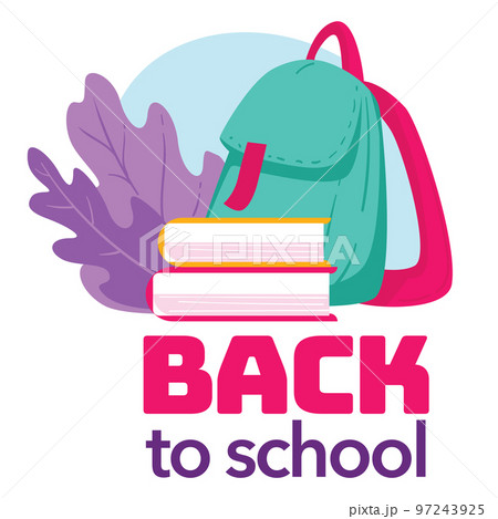 Back to school, satchel with books and decorative flora Back to school, satchel with books and decorative flora 97243925