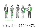 企業で働くビジネスパーソンの全身イラスト素材