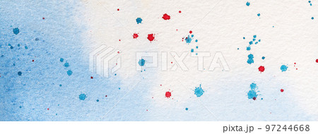 Abstract art background light blue and white colors with gradient. Watercolor painting with red stains. 97244668