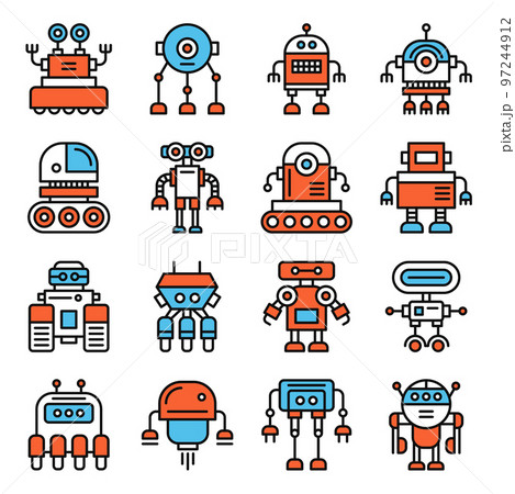 Robot Icons Set on White Background. Line Style Vector 97244912