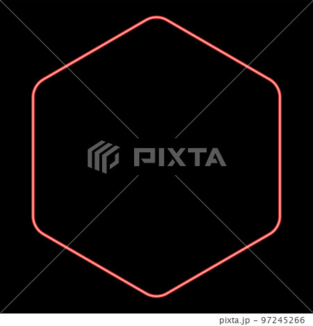 Neon hexagon with rounded corners red color vector illustration image flat style 97245266