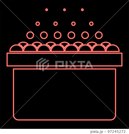 Neon hot whirlpool Spa Bathtub with foam bubbles Bath Relax bathroom Bath spa red color vector illustration image flat style 97245272