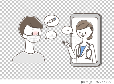 男性通過智能手機接受在線醫療 97245709