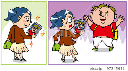 もらった写真と待ち合わせに現れた実物が違いすぎて慄く女性の2コマまんが 97245951