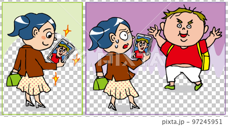 もらった写真と待ち合わせに現れた実物が違いすぎて慄く女性の2コマまんが 97245951