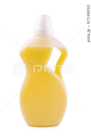 Yellow Plastic detergent bottle isolated on white background 97246093