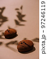 French chocolate mousse cakes top view 97246119