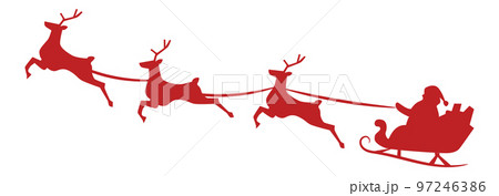 Santa Sleigh. Santa Sleigh Silhouette. Santa Sleigh Illustration. 97246386