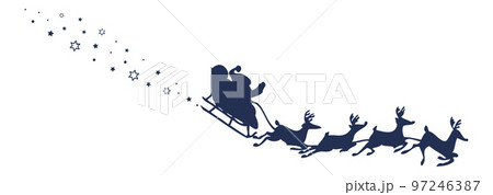 Santa Sleigh. Santa Sleigh Silhouette. Santa Sleigh Illustration. 97246387