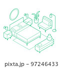 Isometric Bedroom Outline Illustration 97246433