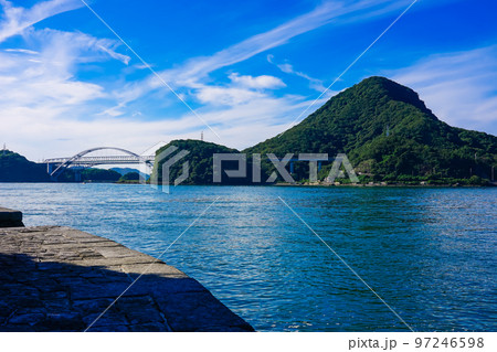 三角西港の石積埠頭より天草五橋1号橋 97246598