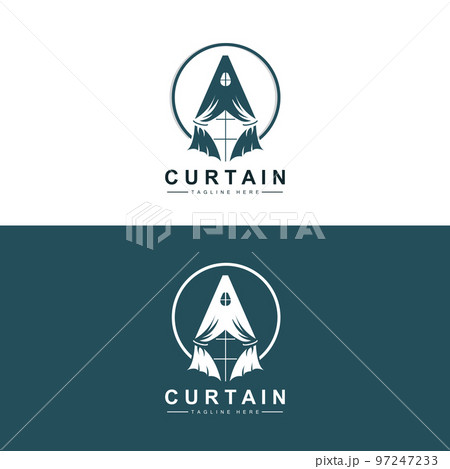 Home And Exhibition Curtain Logo Design, Building Decoration Vector Illustration 97247233