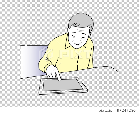 操作平板電腦的老人 97247286
