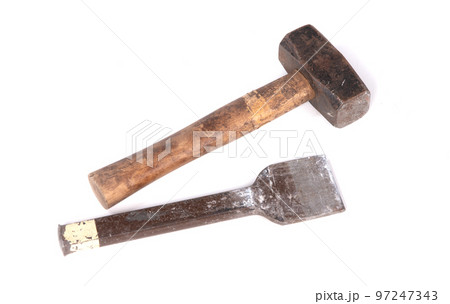 Old grungy chisel for stone works 97247343