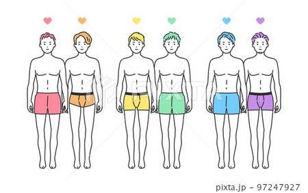 下着姿の多様な性自認(LGBTQ)を持つ人々のイラスト 97247927