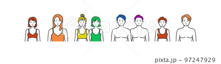 下着姿の多様な性自認(LGBTQ)を持つ人々のイラスト 97247929