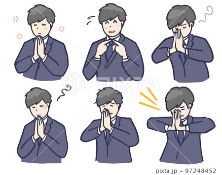 祈願する制服男子のイラスト セット 祈願する制服男子のイラスト セット 97248452
