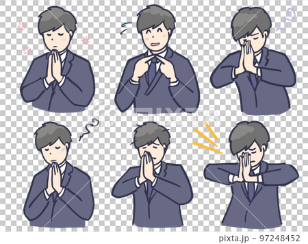 祈願する制服男子のイラスト セット 祈願する制服男子のイラスト セット 97248452