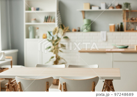Cozy kitchen interior in minimal white tones 97248689