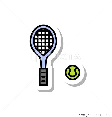ステッカースポーツ用品イラスト テニスラケット テニスボール 97248879
