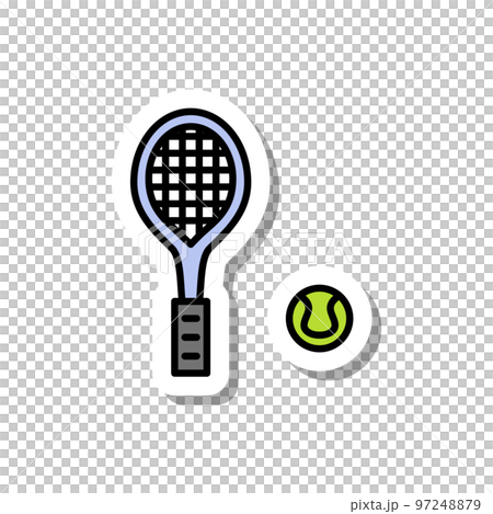 ステッカースポーツ用品イラスト テニスラケット テニスボール 97248879