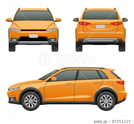 3方向から見た車のイラスト（クロスオーバーSUV） 97251115