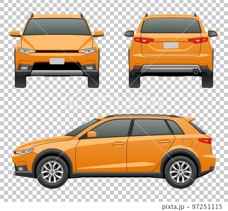 3方向から見た車のイラスト（クロスオーバーSUV） 97251115