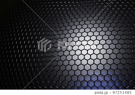 黒色の六角形が並ぶ背景素材3dイラスト 97251485