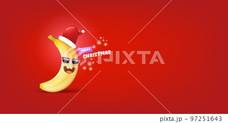 Merry Christmas horizontal greeting banner with...のイラスト素材 [97251643] - PIXTA