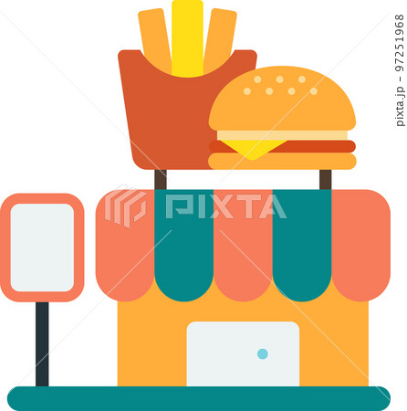 hamburger shop building illustration in minimal style 97251968