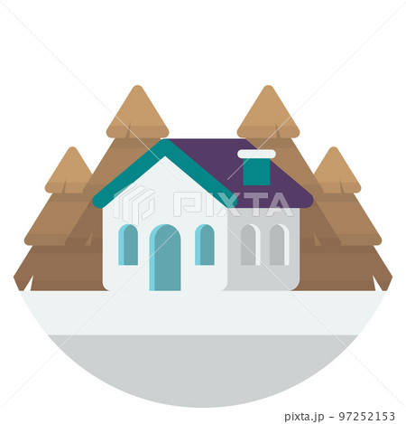 house and christmas tree illustration in minimal style house and christmas tree illustration in minimal style 97252153