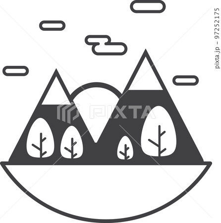 trees and mountains illustration in minimal style 97252175