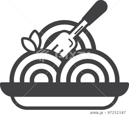 spaghetti and fork illustration in minimal style 97252187
