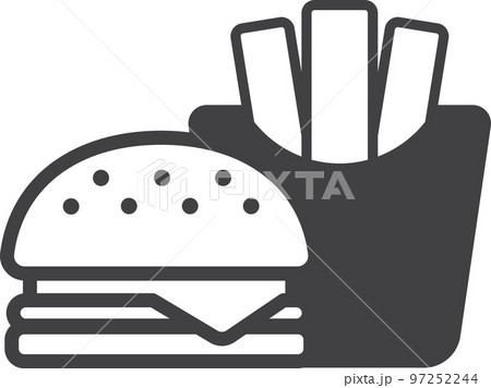 Hamburger and French Fries illustration in minimal style Hamburger and French Fries illustration in minimal style 97252244