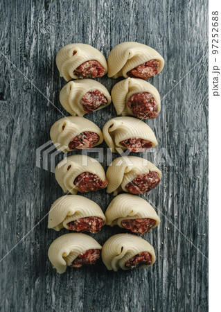 galets filled with ground meat typical of Catalonia 97252688