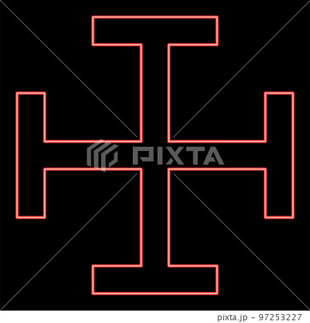 Neon cross gibbet resembling hindhead Cross monogram Religious cross red color vector illustration image flat style Neon cross gibbet resembling hindhead Cross monogram Religious cross red color vector illustration image flat style 97253227