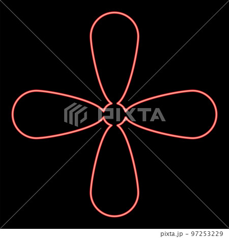Neon petal cross Cross monogram Religious cross red color vector illustration image flat style 97253229
